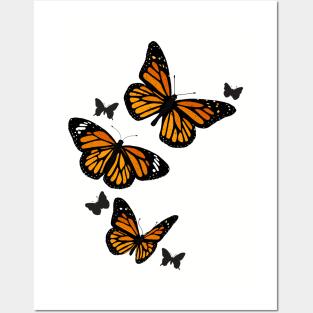 Vintage Orange Monarch Butterflies Posters and Art